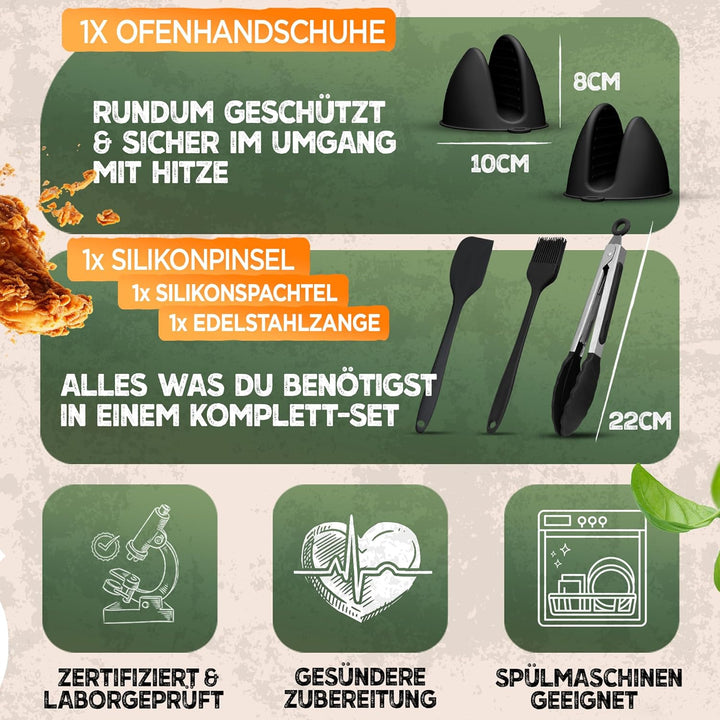 Airfryer Heissluftfritteuse Zubehör XXL SET für Airfryer Ninja Foodi Flexdrawer AF500EU 10,4 L mit 1