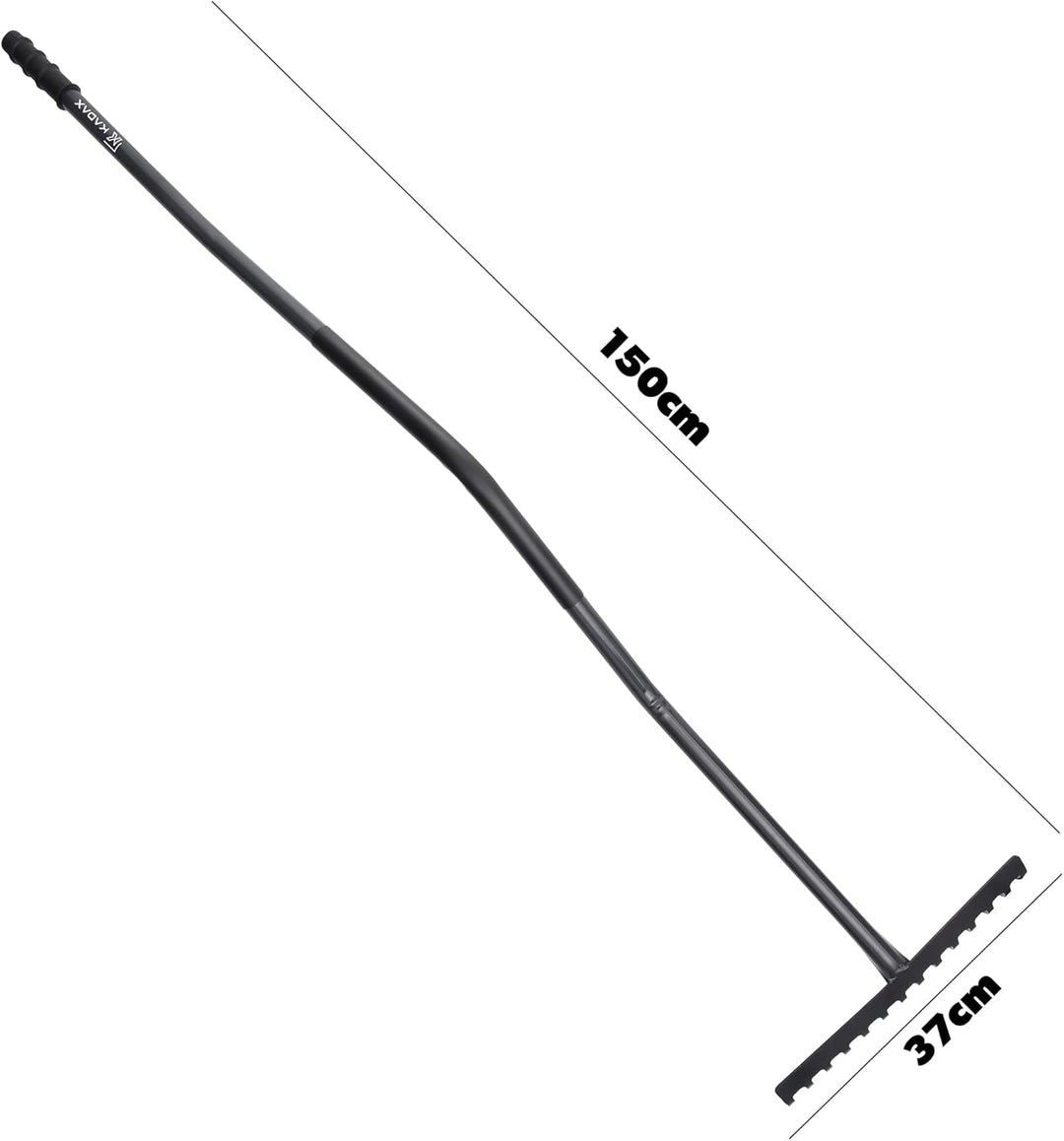 KADAX Gartenharke aus Metall, Gartenwerkzeug mit Metallkopf, Rasenrechen für Garten, Flache Harke fü