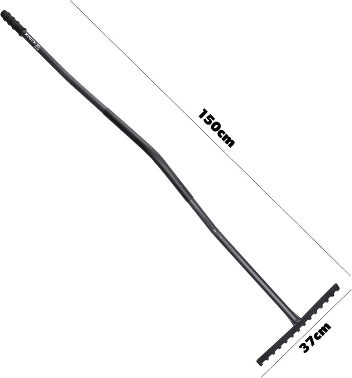 KADAX Gartenharke aus Metall, Gartenwerkzeug mit Metallkopf, Rasenrechen für Garten, Flache Harke fü
