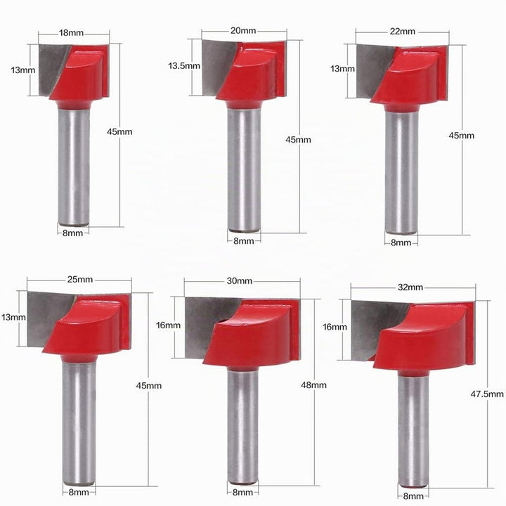 ASNOMY 8mm Schaft Bodenreinigung Fräser Set, 6 Stück Fräser Schaftfräser Holzbearbeitungswerkzeug Bi