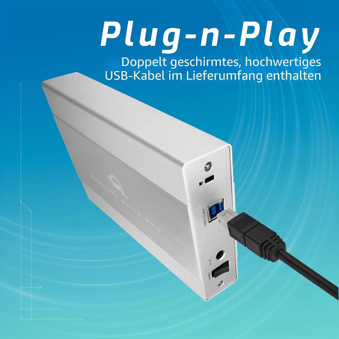 OWC Mercury Elite Pro - Gehäuse, USB 3.2 Gen 1 (bis zu 5 Gb/s), leise, lüfterloser Betrieb, 3,5-Zoll