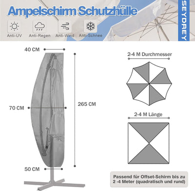 Sonnenschirm Schutzhülle Ampelschirm Schutzhülle für 2m-4m,Sonnenschirm Abdeckung 420D Schutzhülle S