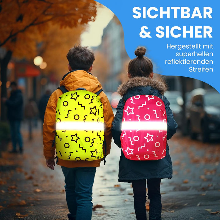 Regenschutz für Rucksack/Schulranzen Regenschutz Kinder - 100% Wasserfester Ranzen Regenschutz Überz