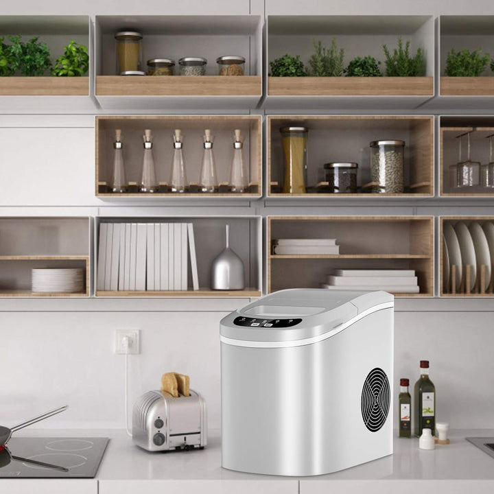 GOPLUS Eiswürfelmaschine, 12kg in 24 Std. Eiswürfelbereiter mit 2 Eiswürfel-Grössen & 2,2 Liter Wass
