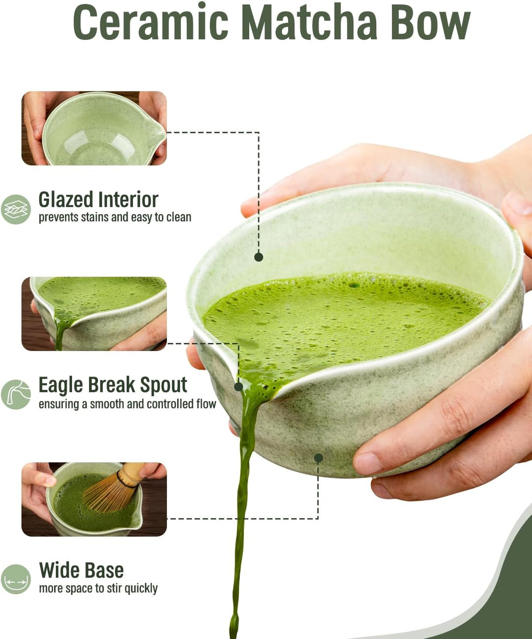 Matcha Besen Set, ThymeSpace Matcha Set für die Teezeremonie, 5 Stück traditionelles japanisches Mat