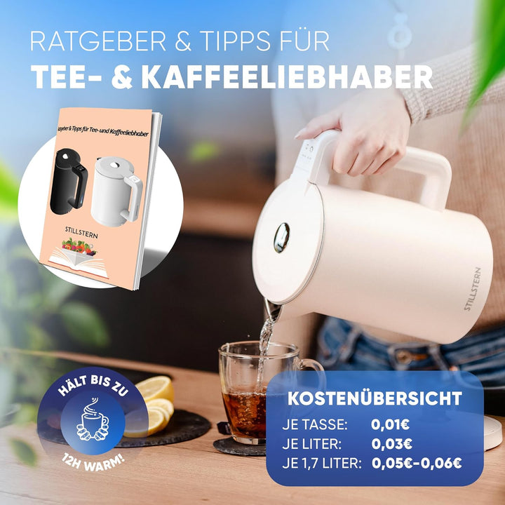 Stillstern Wasserkocher mit Temperatureinstellung [1,7L | 40-55-70-85-100°C], 12 Std. Warmhalten, Pr