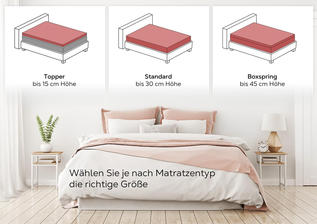 Beautex Spannbettlaken Jersey Baumwolle Standard 90x200x30 cm Altrose | atmungsaktiv, hautfreundlich