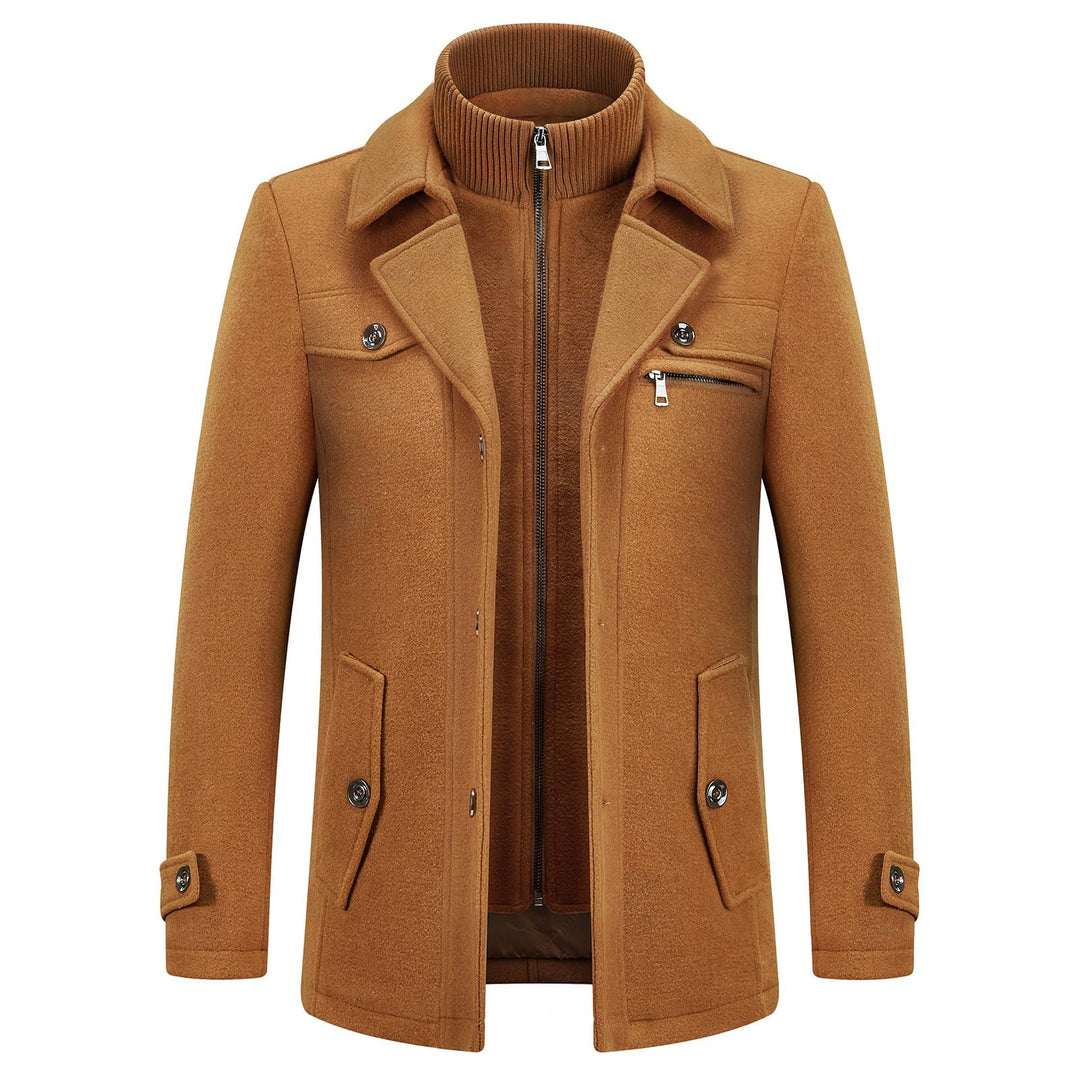 KUDORO Herren Wintermantel Wolle Kurzmantel Herren Wollmantel Mittellang Slim Fit für Business Freiz