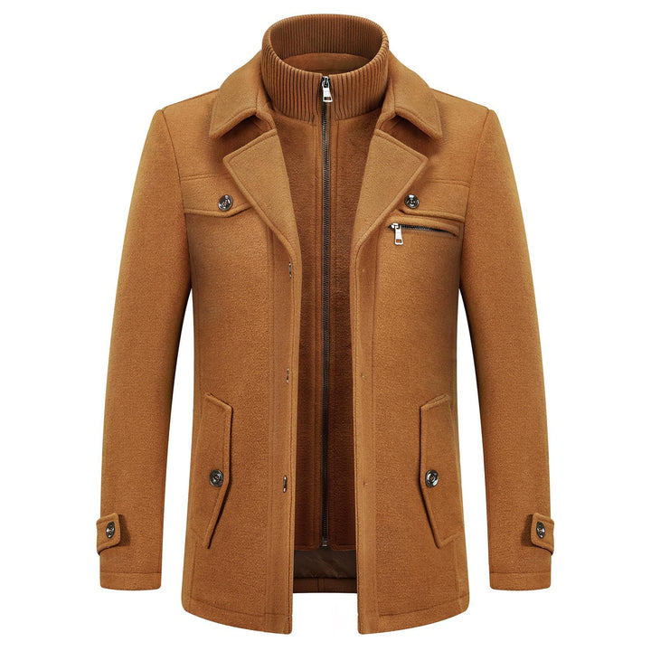 KUDORO Herren Wintermantel Wolle Kurzmantel Herren Wollmantel Mittellang Slim Fit für Business Freiz