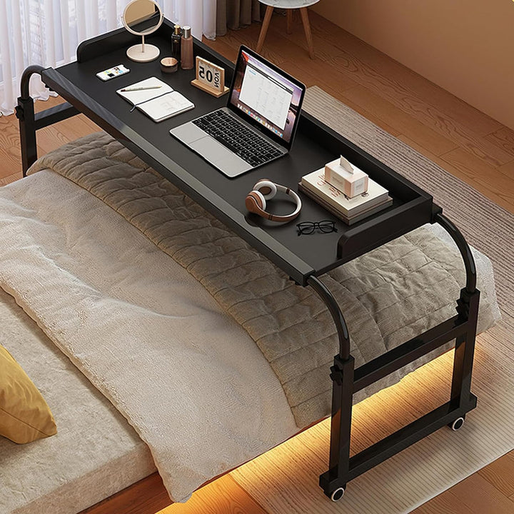 RCJCQSR Betttisch, Mobilitätstisch über Dem Bett, Laptoptisch Höhenverstellbar 65-95cm Mit Rollen, B