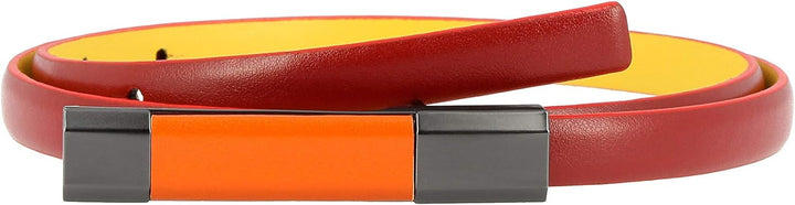 DUDU Damen Gürtel aus echtem Leder Made in Italy Bunt H 12 mm Kürzbar Koppelschliesse Rot von 100 cm