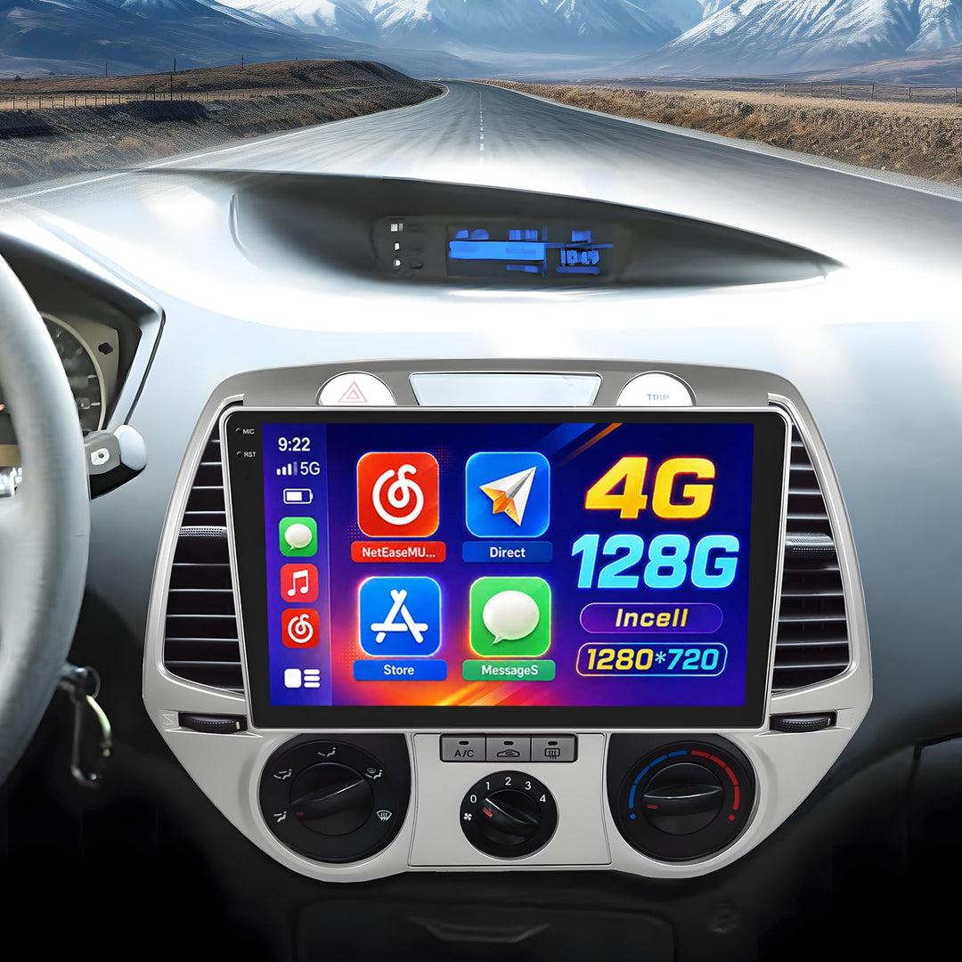 Hikity 4+128G Android 15 Autoradio mit Wireless CarPlay Android Auto für Hyundai i20 2008 2009 2010