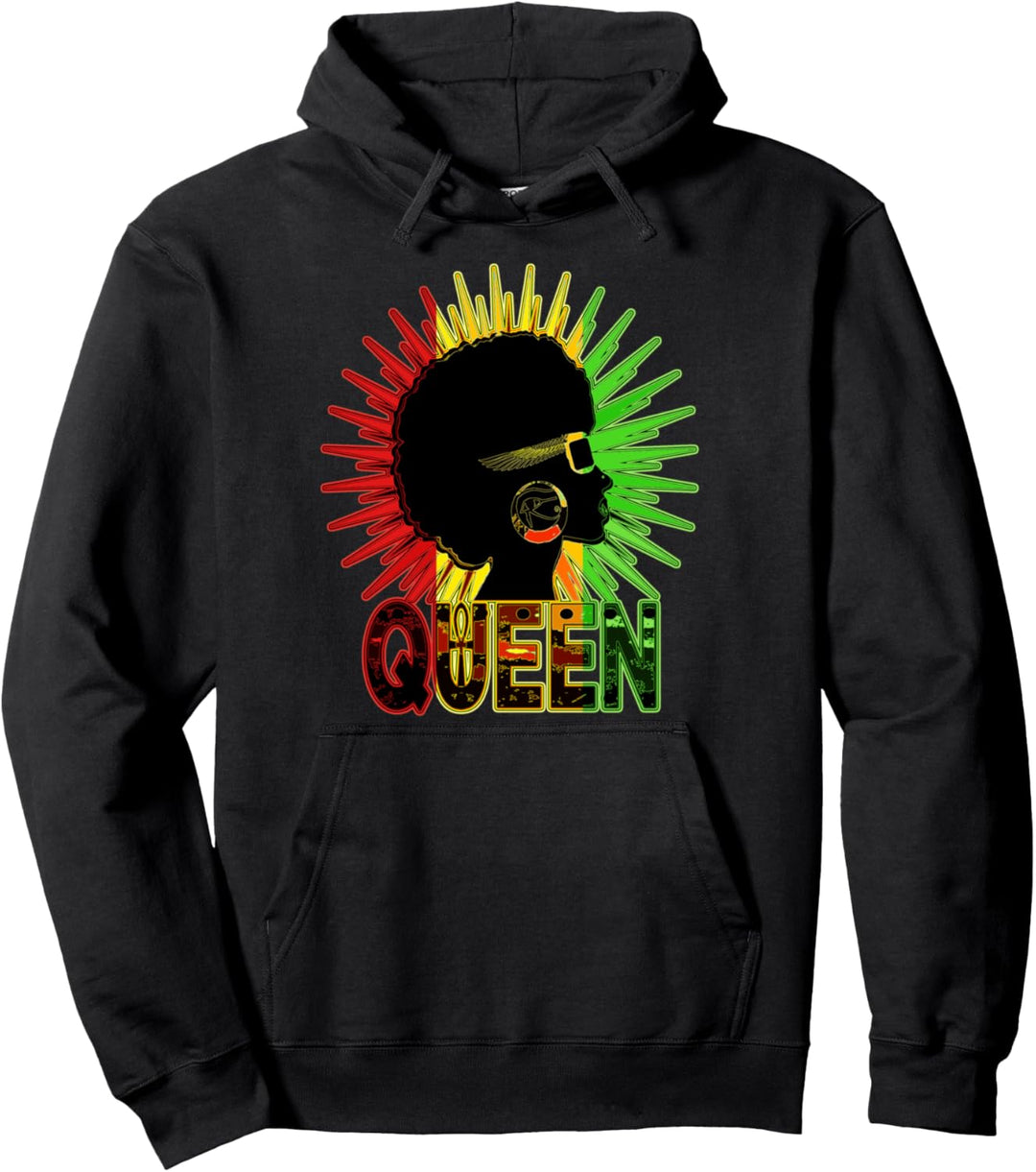 Rasta Reggae Rastafarian Queen Pullover Hoodie