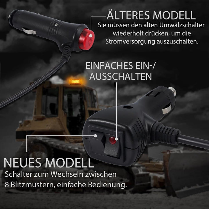 Justech 72 LED Rundumleuchte 7 Modi 12/24V Blitzleuchte Schraube Starker Magnet Amber Warnleuchte No