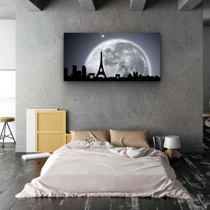 Startonight Bilder Paris Unter dem Mondschein, Leinwandbilder Moderne Kunst, Abstrakte Wanddeko Kuns