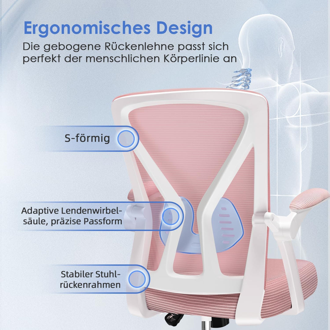 Hinonde Bürostuhl, Bürostuhl Ergonomisch,Höhenverstellbare Bürostühle,Drehstuhl mit Lendenwirbelstüt