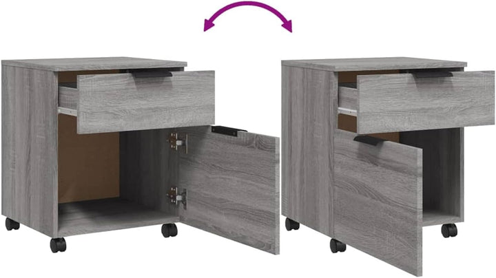 Mobiles Aktenschränkchen mit Rollen Grau Sonoma 45x38x54 cm - Holzwerkstoff - für Büro und Heim Mode