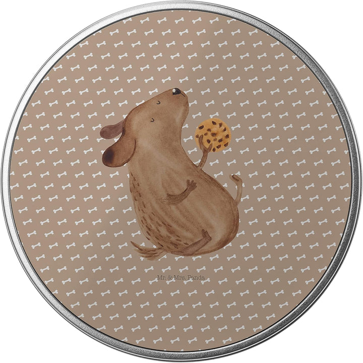 Mr. &amp; Mrs. Panda Blechdose rund Hund Keks - Geschenk, hungrig, Metallkiste mit Deckel, Metallboxen,