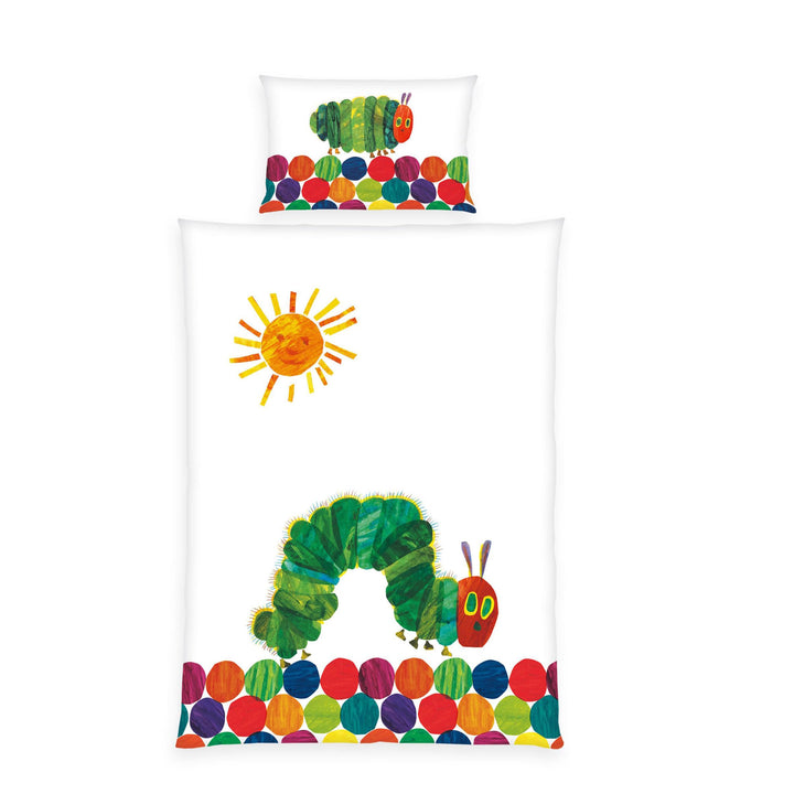 Herding Baby-Bettwäsche-Set, Raupe Nimmersatt, Wendemotiv, Kopfkissenbezug 40 x 60 cm mit Hoteleinsc