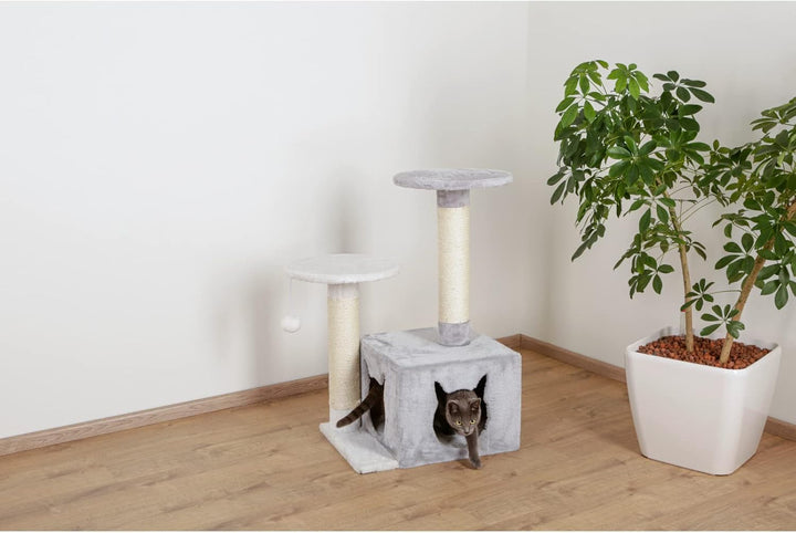 Kerbl Pet Kratzbaum Saphir Light, Für kleine bis mittelgrosse Katzen, Mit Sisalsäulen/Häuschen/Spiel