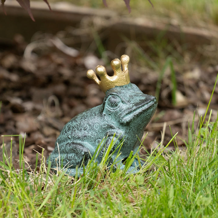 Moritz Deko Figur Frosch grün Garten Froschkönig Krone Märchen Schlüsselversteck für draussen Gussei