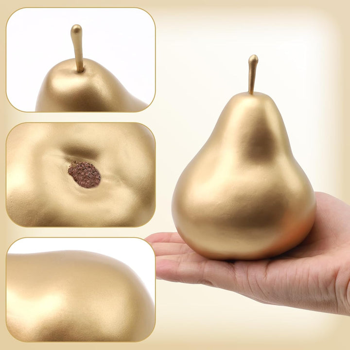 Meiwlong 6 PCS Künstliche Realistisch Birne Gefälscht Lebensecht Anzeige Dekoration Golden Geburtsta