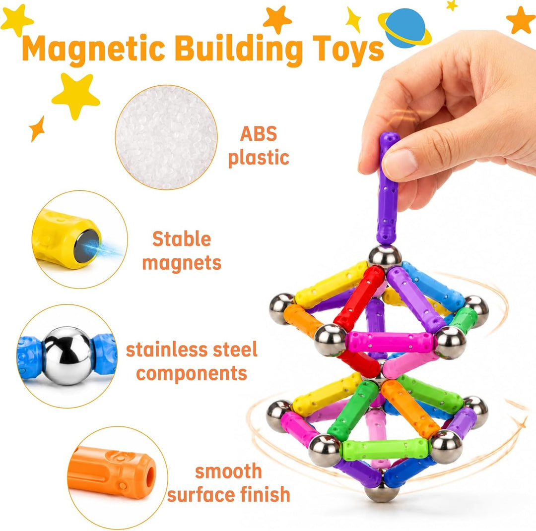 Magnetische Bausteine 234 Stück, Magnete Stöcke STEM Set für Kinder ab 6 Jahren, 3D Puzzle Magnetbau
