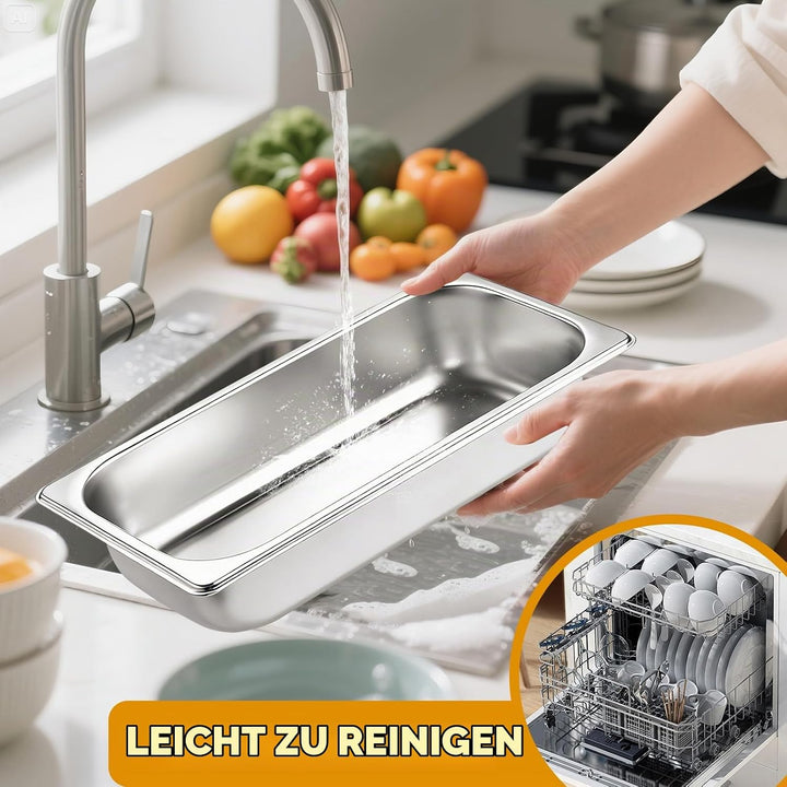 IIRC Panierschalen Set 3-Teilig, 32,5 x 17,5 x 6,5 cm Edelstahl Schale, Panierset für Gebratenes, Fi