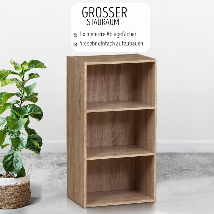 habeig Tube Bücherregal Standregal 3 Fächer Belastung Regalboden 30kg Standregal (80 x 42,5 x 29,5 c