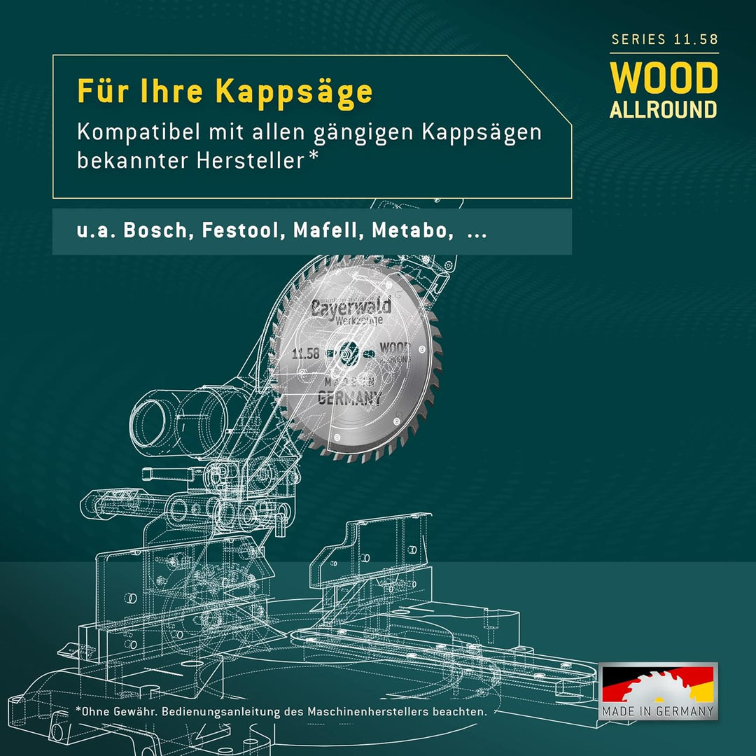 Bayerwald - HM Kreissägeblatt für Holz - Ø 254 mm x 2.8 mm x 30 mm | WZ negativ (60 Zähne) | für Kap