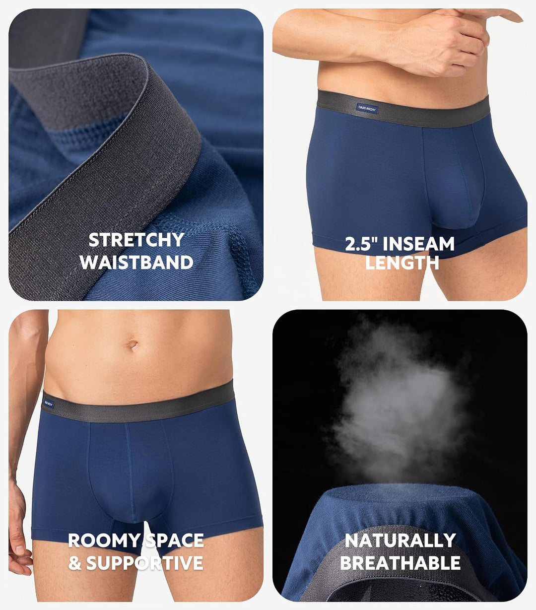 DAVID ARCHY Herren Boxershorts Mehrfachpack, Stretcken Klassischer Retroshorts, Unterhosen Männer, B