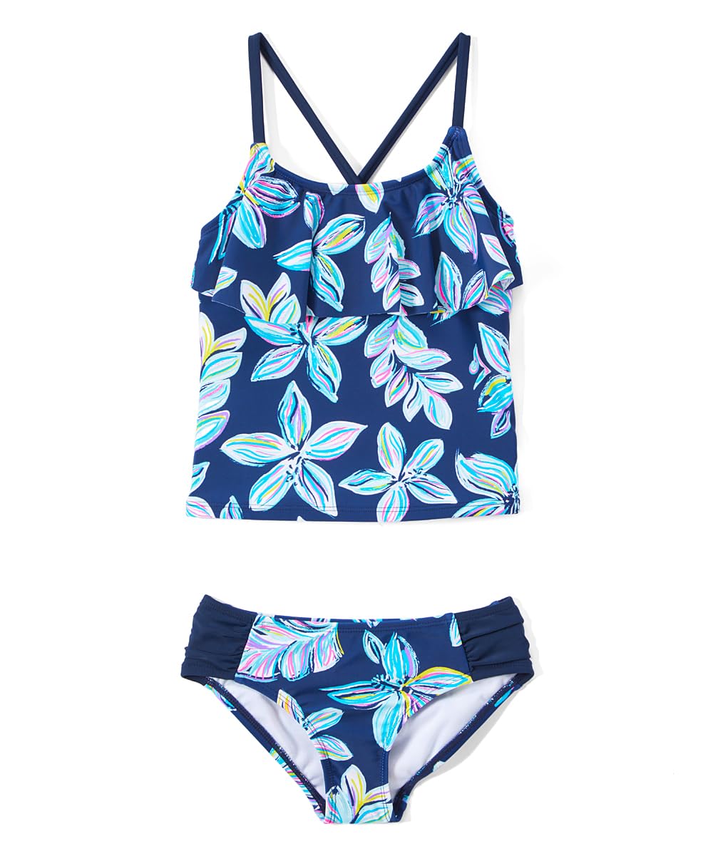 Kanu Surf Girls' Charlotte Flounce Tankini Beach Sport 2-Piece Swimsuit