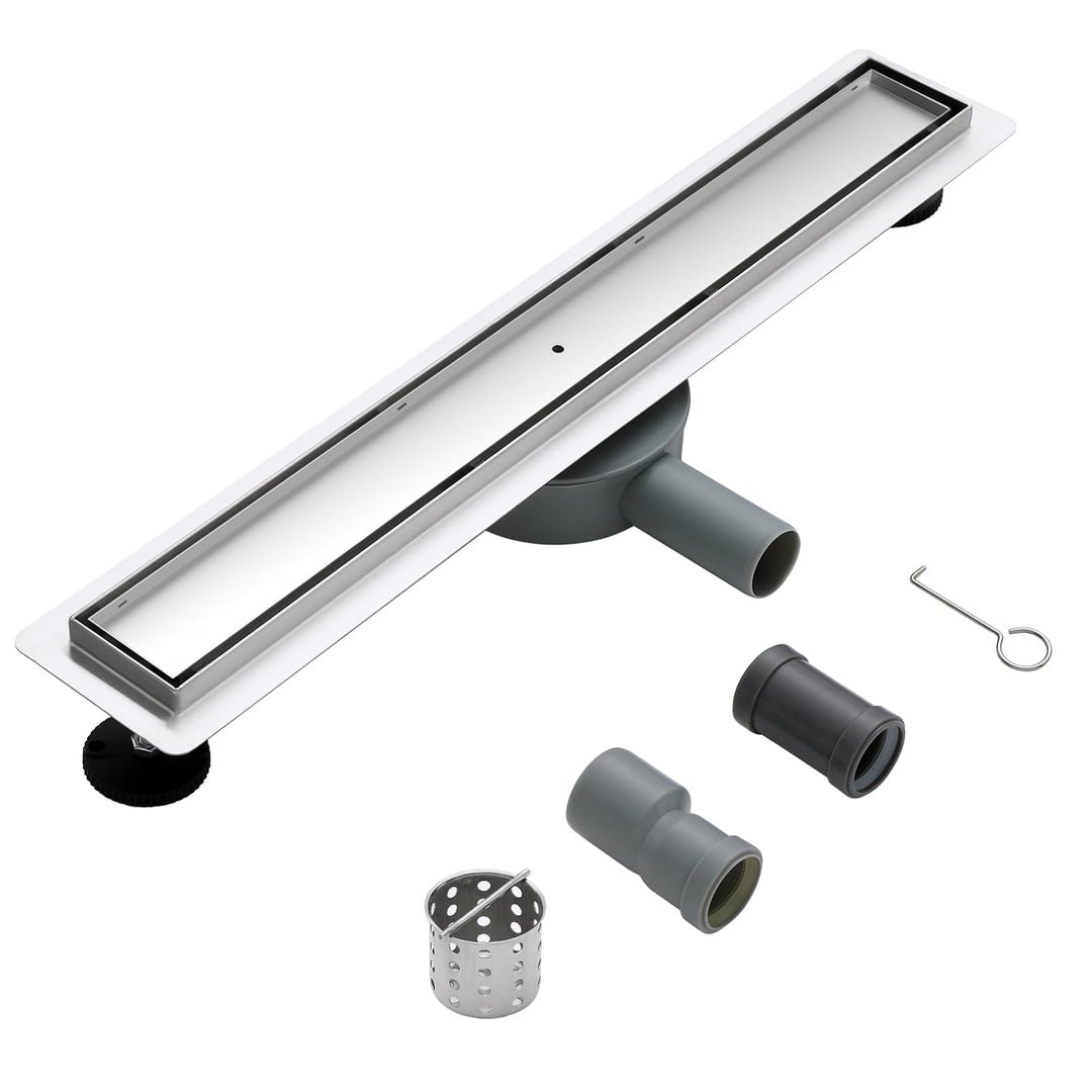 Duschrinne 60cm 304 Edelstahl Bodenablauf - 360° Siphon Befliesbar Duschablauf Extra Flach mit Geruc