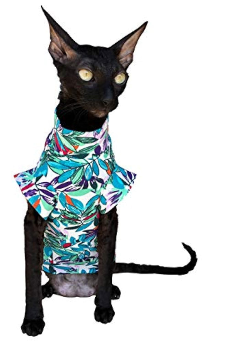 Kotomoda Cat Wear T-Shirt Leaves (L) L Blau, L Blau
