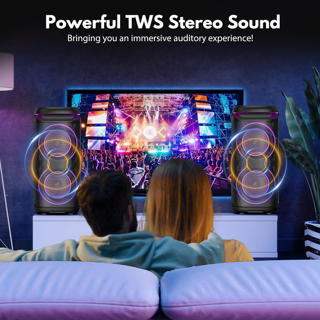 HWWR Karaoke Maschine mit 2 Mikrofones, grosser Tragbaren Bluetooth Karaoke Lautsprecher mit Diaco L