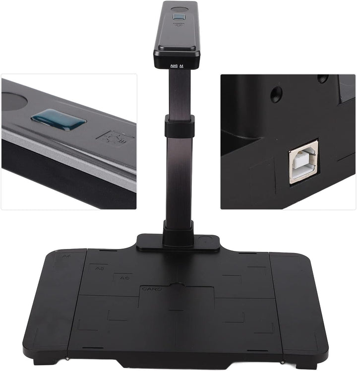 VBESTLIFE Dokumentenkamera, Buchscanner Overhead-Scanner HD 5MP Tragbare USB-Doc-Cam, A4-Fanggrösse