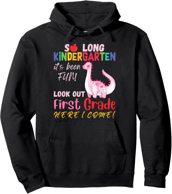 So Long Kindergarten Here I Come 1 Grade TRex Cute Dinosaurier Pullover Hoodie