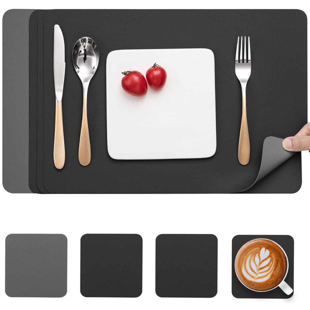 Myir JUN Tischsets Abwaschbar und Untersetzer, Platzset Leder Platzdeckchen Abwaschbar Doppelseitige
