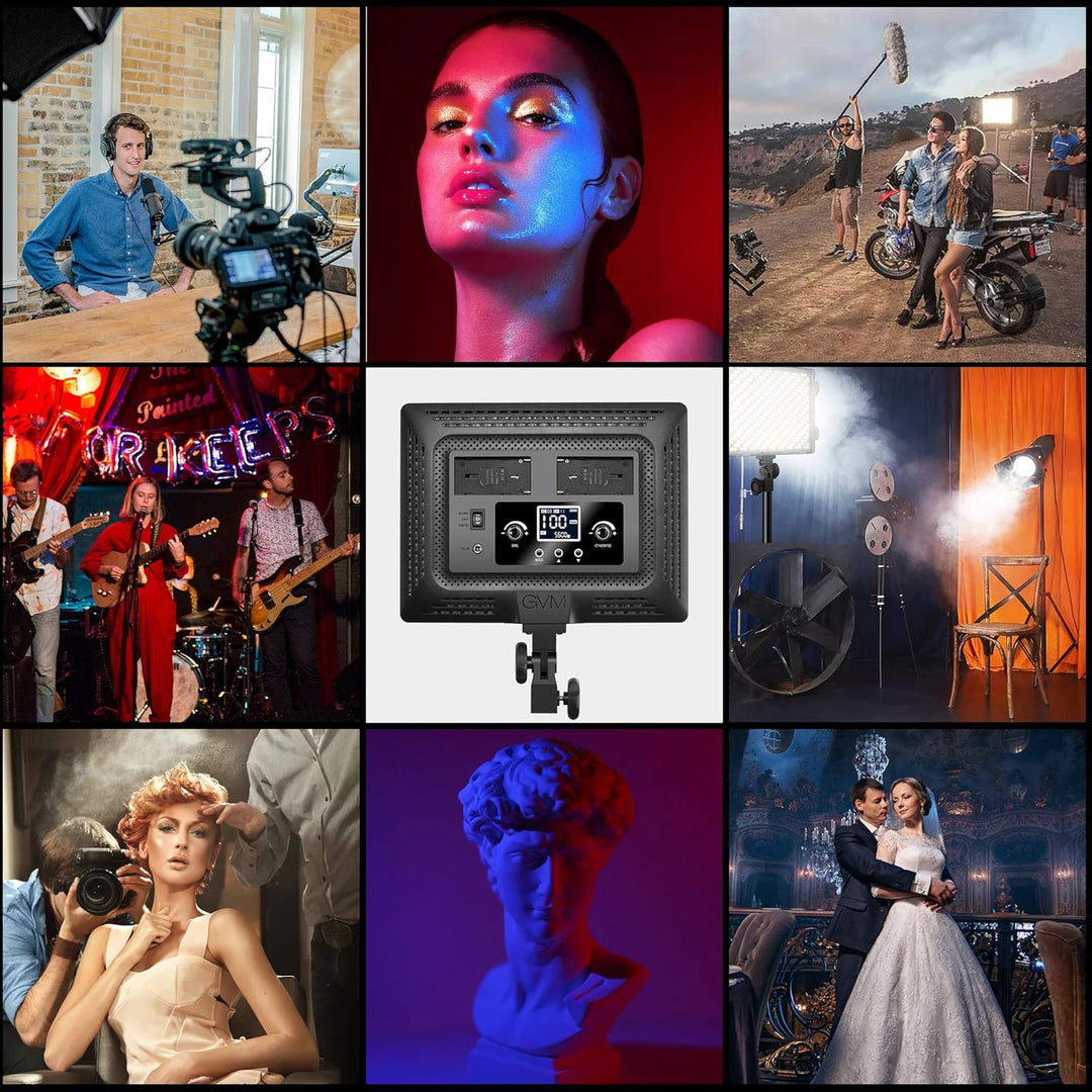 GVM RGB Videolicht Panel mit Lichtstativ Set, 2er Pack 50W LED Fotolicht mit APP Steuerung, 3200K-56