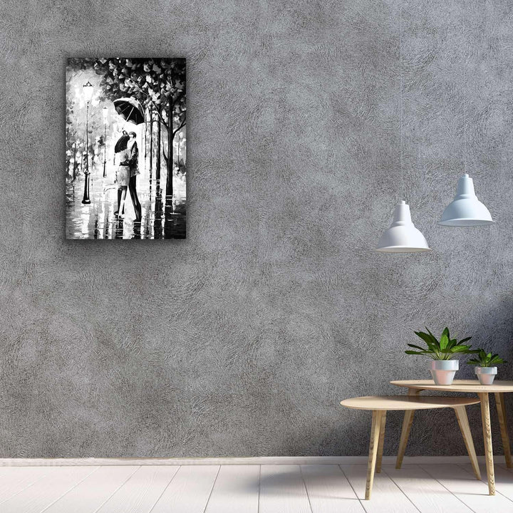 Startonight Leinwandbilder Schwarz und Weiss Kuss im Regen, Doppelansicht Überraschung Modernes Deko