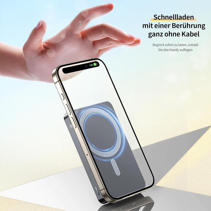PORTENTUM Powerbank für Magsafe Schnellladefunktion 10000 mAh Ultra-Slim 14 mm – Power Bank magnetis