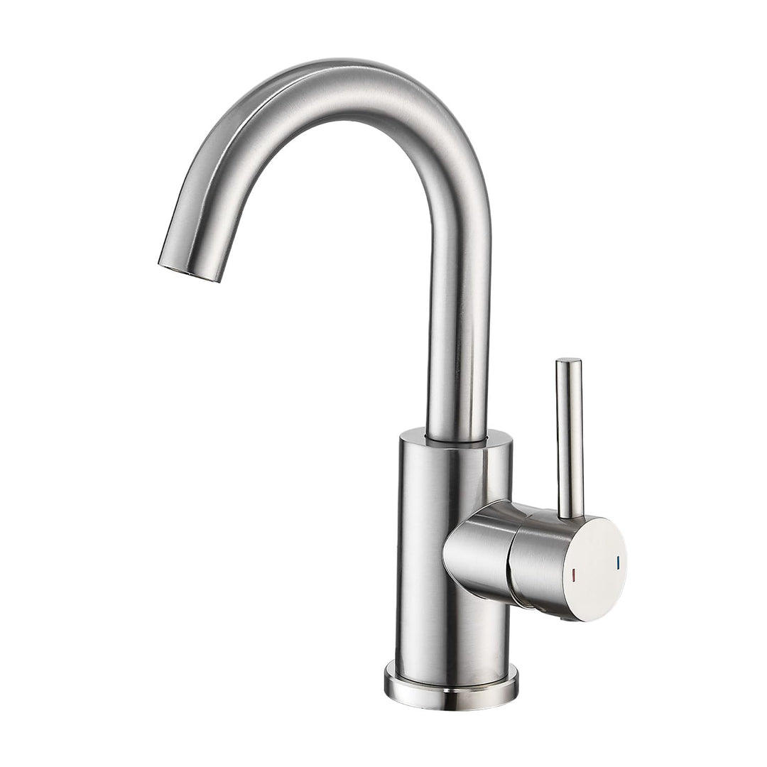 Wasserhahn Bad,Badarmatur/Küche Klein,360°drehbar,Einhebelmischer,Edelstahl Waschbeckenarmatur Gebür