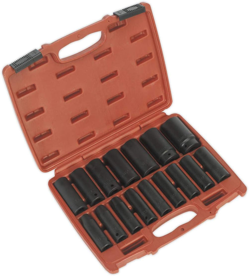 SEALEY Steckschlüssel-16PC 1/2 "SQ DRIVE Tief Metric... Metrischer tiefer Antrieb Einzelbett, Metris