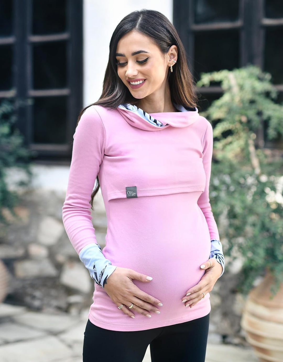 MijaCulture Umstandsmode 2in1 Stillpullover & Umstandspullover Stilltop Stillpulli Neli M007, M Hell