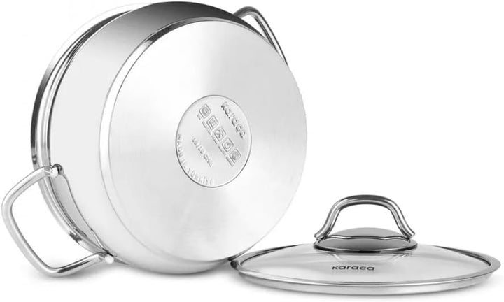 Karaca Emirgan 20 cm Edelstahl-Kochtopf Induktion mit Deckel, 2,85 L, Gleichmässige Wärmeverteilung,