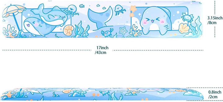 BelugaDesign Hai-Handgelenkauflage, süss, Kawaii, Pastellblau, rutschfest, für Gaming, Laptop, Tasta