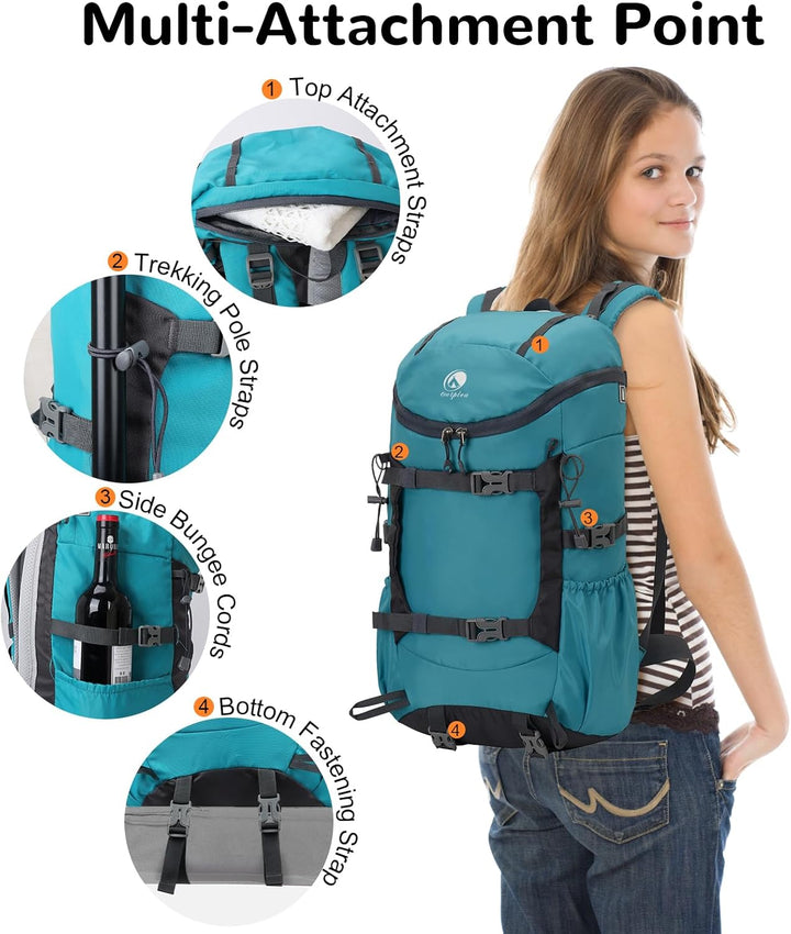 30L Leicht Wanderrucksack Herren Damen, Multifunktional Reiserucksack mit Skateboard Gurte, Tagesruc