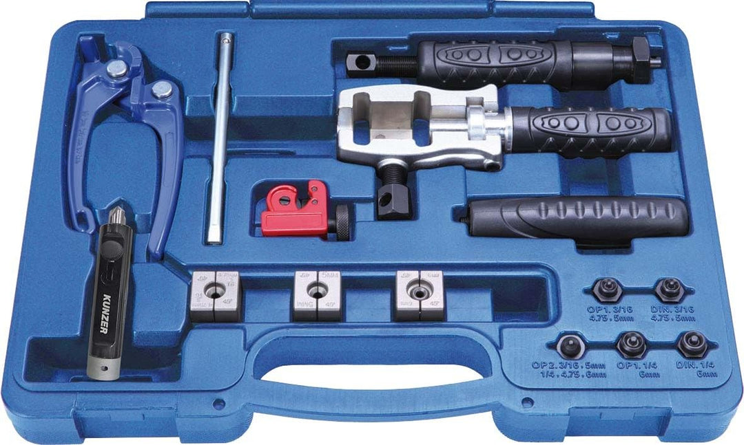 KUNZER 7HBG20 Handbördelgerät Profi - 16-tlg. Set für 4,75 mm (3/16''), 5 mm und 6 mm Bördelung nach
