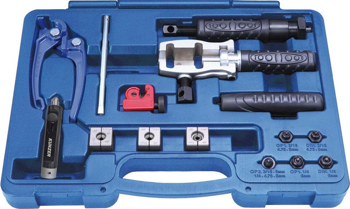 KUNZER 7HBG20 Handbördelgerät Profi - 16-tlg. Set für 4,75 mm (3/16''), 5 mm und 6 mm Bördelung nach