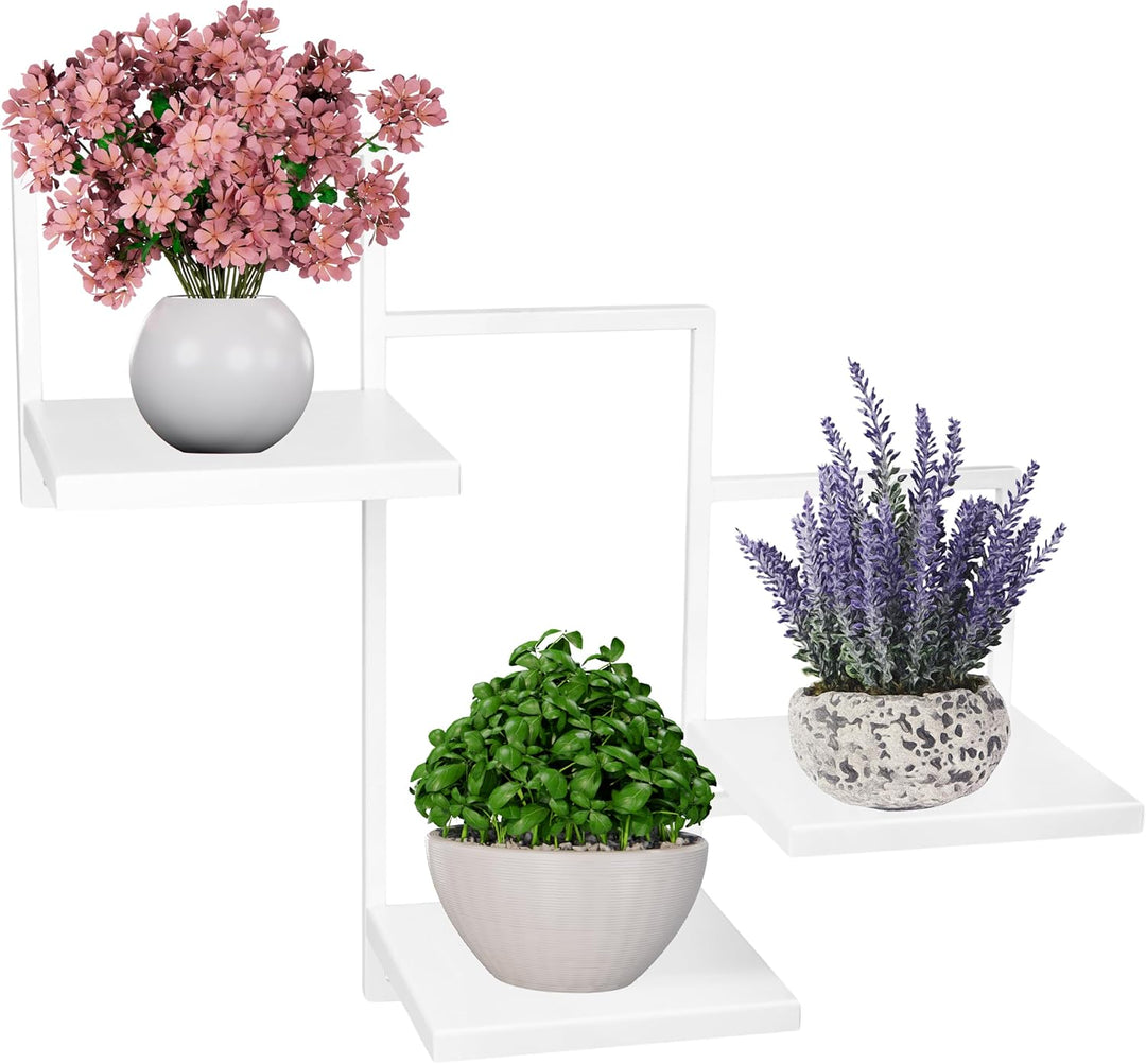 Wand Pflanzenregal Trio Ripiani - Pflanzenständer 58x22,5x50cm - Farbe Weiss - Indoor-Display - Wand